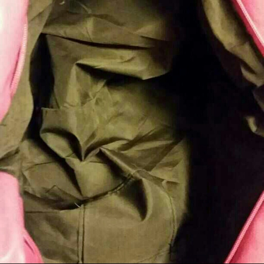 Large Pink Shoulder Bag Purse Rhinestone Accent Ruffle Faux Leather Tote - Picture 4 of 4